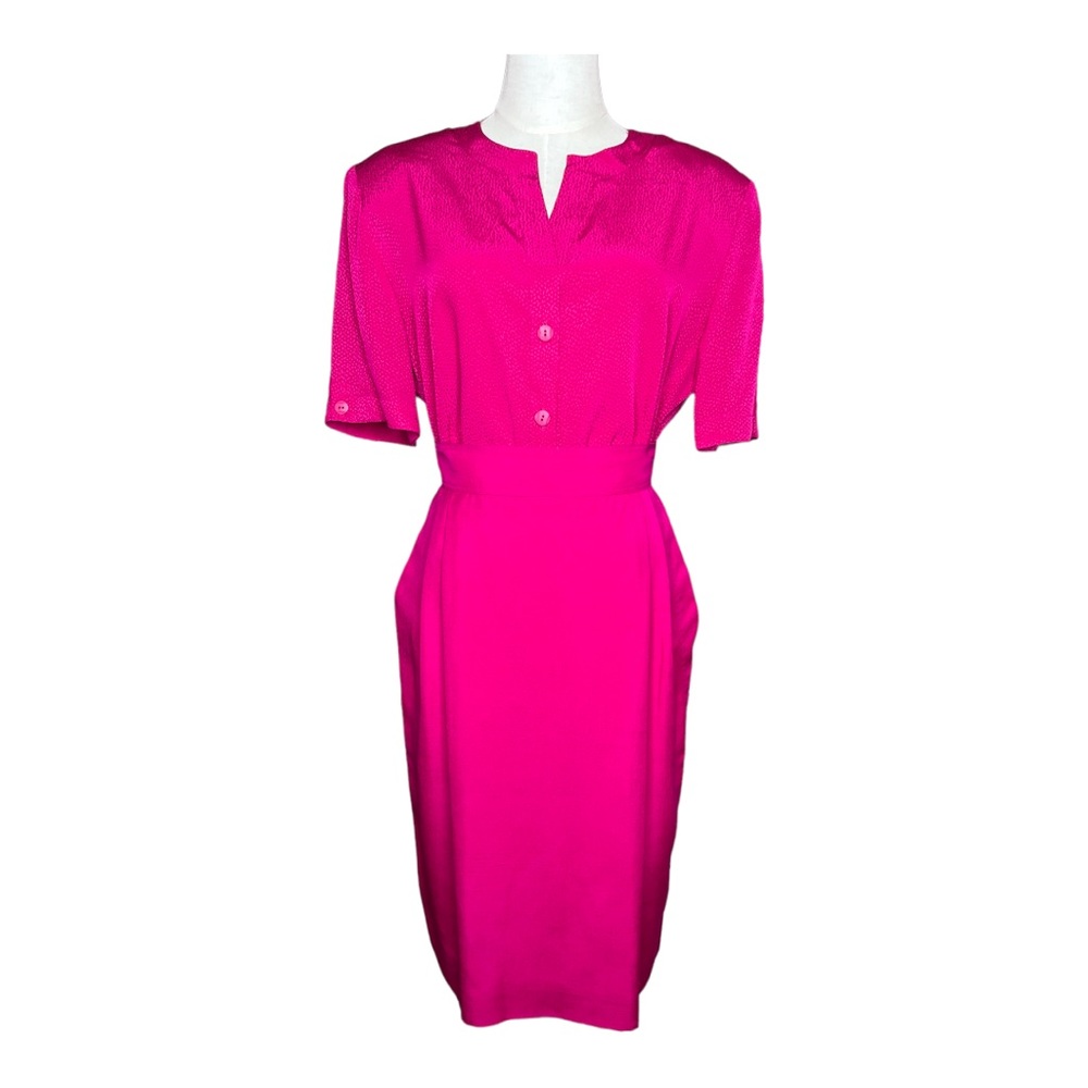 Vintage Gloria Sachs Pink Silk Skirt Set Size 12